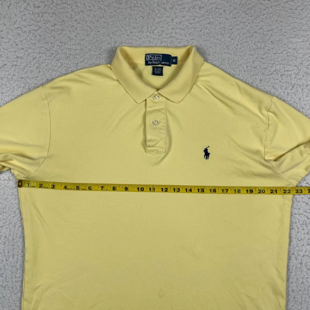 Polo Ralph Lauren Polo Shirt Mens Medium Yellow Short Sleeve Cotton Classic
